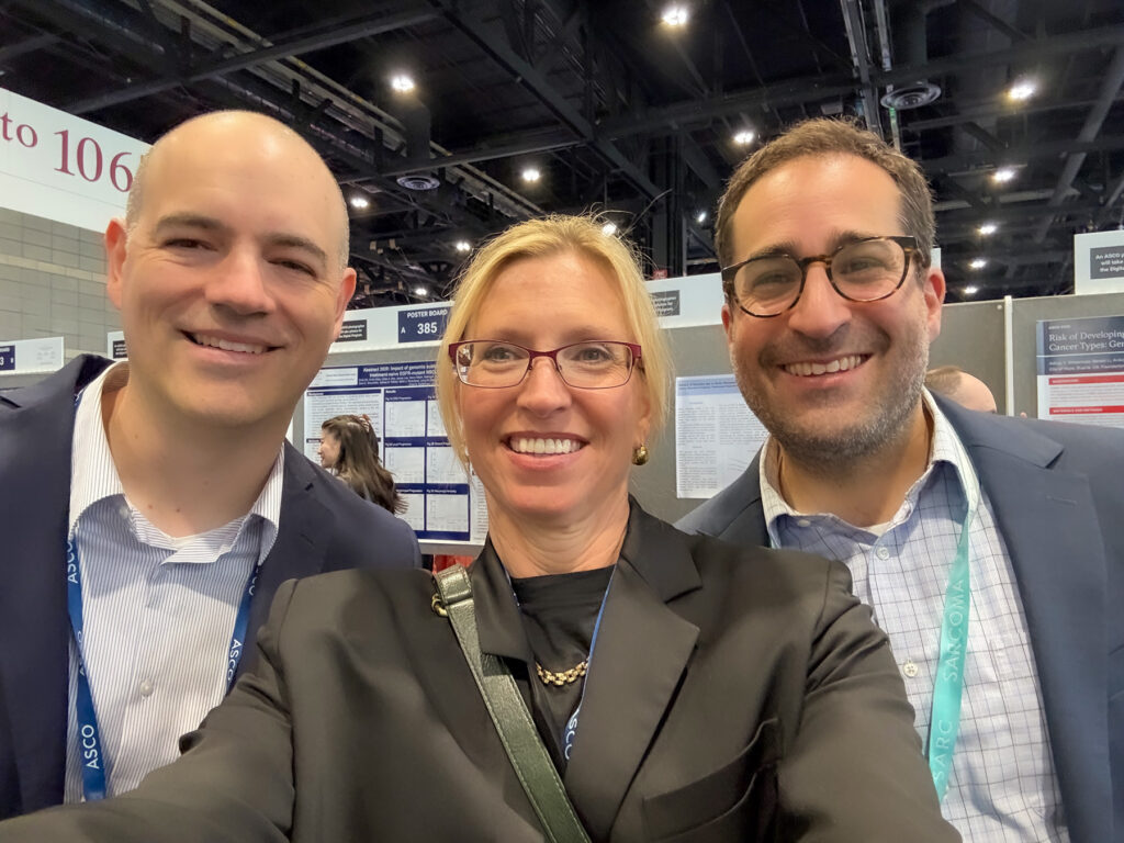 Dr. Gregory Cote, Denise Robinson, and Dr. Michael Wagner at the sarcoma poster session at ASCO 2026