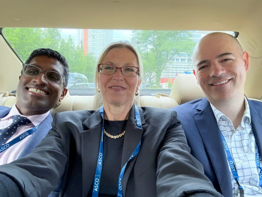 Dr. Mrinal Gounder, Denise Robinson, and Dr. Gregory Cote on the move at ASCO 2026