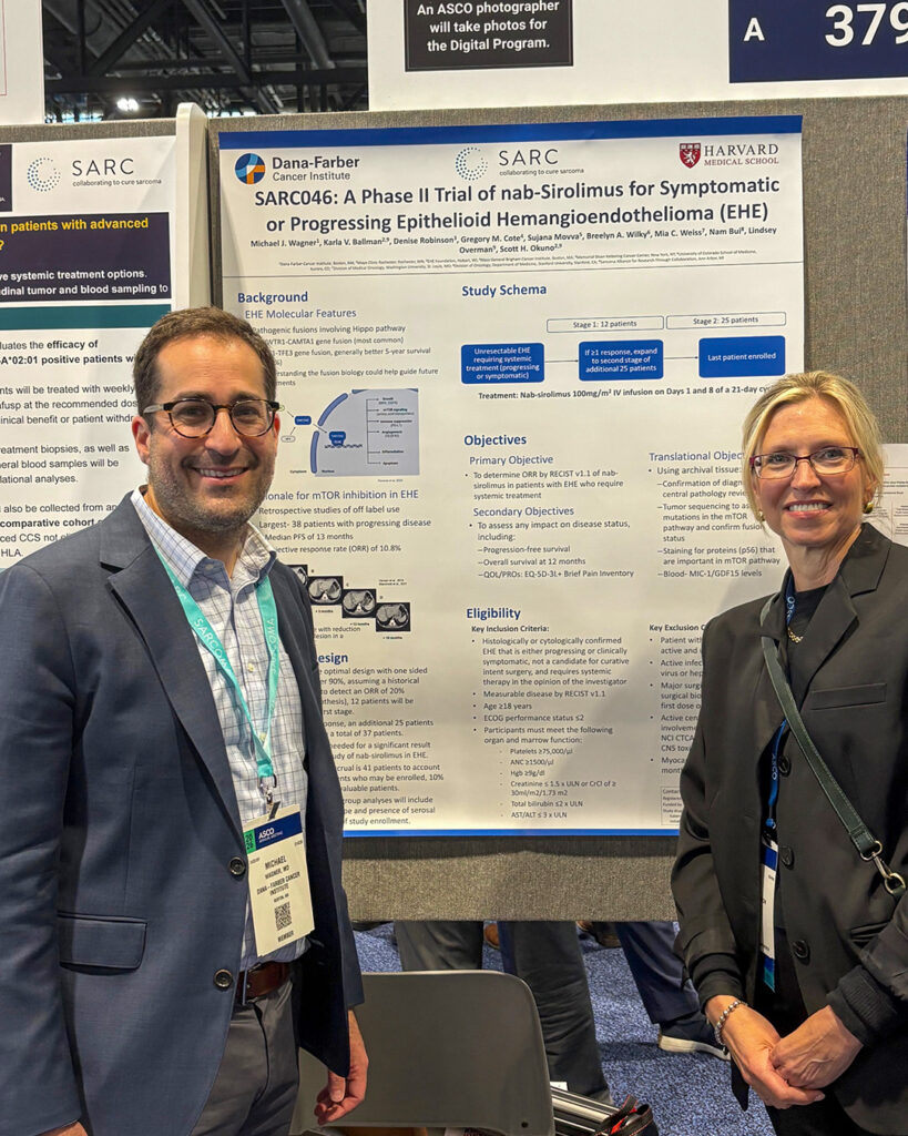 Dr. Michael Wagner and Denise Robinson at the SARC046 poster presentation.